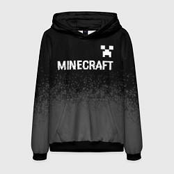 Толстовка-худи мужская Minecraft glitch на темном фоне: символ сверху, цвет: 3D-черный