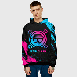 Толстовка-худи мужская One Piece - neon gradient, цвет: 3D-черный — фото 2