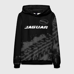 Мужская толстовка Jaguar speed на темном фоне со следами шин: символ