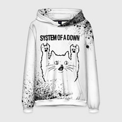 Мужская толстовка System of a Down рок кот на светлом фоне