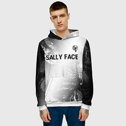 Толстовка-худи мужская Sally Face glitch на светлом фоне: символ сверху, цвет: 3D-белый — фото 2