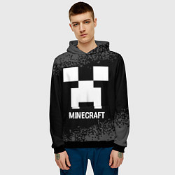 Толстовка-худи мужская Minecraft glitch на темном фоне, цвет: 3D-черный — фото 2