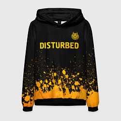 Толстовка-худи мужская Disturbed - gold gradient: символ сверху, цвет: 3D-черный