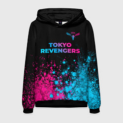 Толстовка-худи мужская Tokyo Revengers - neon gradient: символ сверху, цвет: 3D-черный