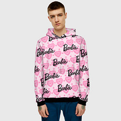 Толстовка-худи мужская Логотип Барби и розовое кружево, цвет: 3D-черный — фото 2