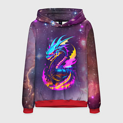 Толстовка-худи мужская Space dragon - neon glow - neural network, цвет: 3D-красный