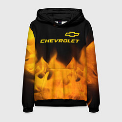 Толстовка-худи мужская Chevrolet - gold gradient: символ сверху, цвет: 3D-черный