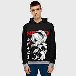 Толстовка-худи мужская Nier automata - черный и красный, цвет: 3D-меланж — фото 2