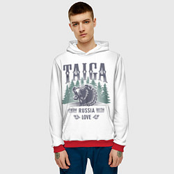 Толстовка-худи мужская Тайга - из России с любовью, цвет: 3D-красный — фото 2