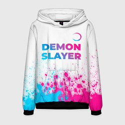 Толстовка-худи мужская Demon Slayer neon gradient style: символ сверху, цвет: 3D-черный