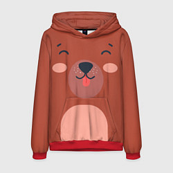 Толстовка-худи мужская Малаш медвежонок, цвет: 3D-красный