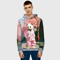 Толстовка-худи мужская Милая панда в пуховике, цвет: 3D-меланж — фото 2