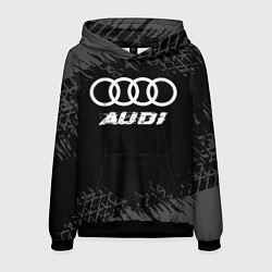 Мужская толстовка Audi speed на темном фоне со следами шин