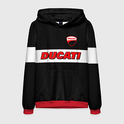 Толстовка-худи мужская Ducati motors - черный, цвет: 3D-красный