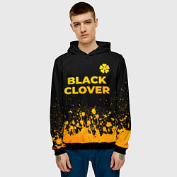 Толстовка-худи мужская Black Clover - gold gradient: символ сверху, цвет: 3D-черный — фото 2