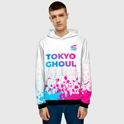 Толстовка-худи мужская Tokyo Ghoul neon gradient style: символ сверху, цвет: 3D-черный — фото 2