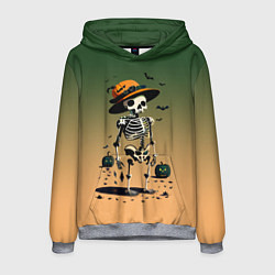 Толстовка-худи мужская Funny skeleton - halloween - neural network, цвет: 3D-меланж