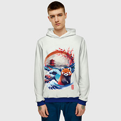 Толстовка-худи мужская Красная панда на охоте, цвет: 3D-синий — фото 2