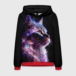 Толстовка-худи мужская Галактический кот, цвет: 3D-красный