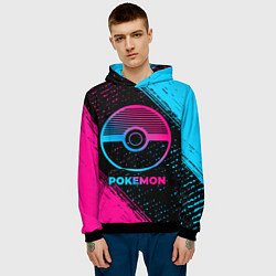 Толстовка-худи мужская Pokemon - neon gradient, цвет: 3D-черный — фото 2