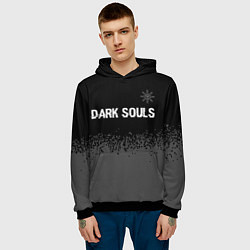 Толстовка-худи мужская Dark Souls glitch на темном фоне: символ сверху, цвет: 3D-черный — фото 2