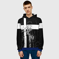 Толстовка-худи мужская Ичиго и занпакто - Блич, цвет: 3D-синий — фото 2