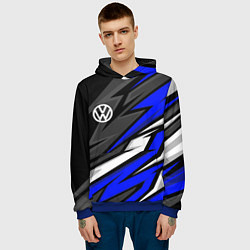 Толстовка-худи мужская Volkswagen - Синяя абстракция, цвет: 3D-синий — фото 2