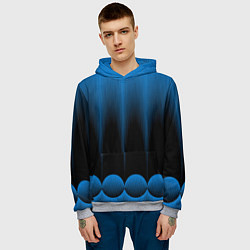 Толстовка-худи мужская Сине-черный градиент в полоску, цвет: 3D-меланж — фото 2