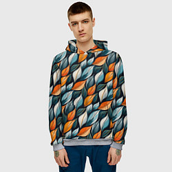Толстовка-худи мужская Узор из листьев поздняя осень, цвет: 3D-меланж — фото 2