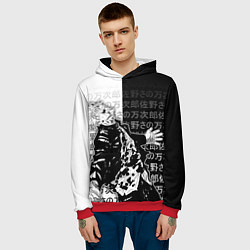 Толстовка-худи мужская Сатору годжо теряет контроль, цвет: 3D-красный — фото 2