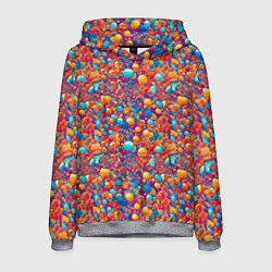 Толстовка-худи мужская Разноцветные пузырики узор, цвет: 3D-меланж