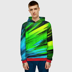 Толстовка-худи мужская Green abstract, цвет: 3D-красный — фото 2