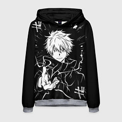 Толстовка-худи мужская Сатору Годжо - черно-белый, цвет: 3D-меланж