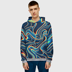 Толстовка-худи мужская Abstract waves, цвет: 3D-меланж — фото 2