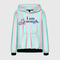 Толстовка-худи мужская I am Kenough - фраза и костюм Кена в полоску, цвет: 3D-черный