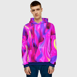 Толстовка-худи мужская Pink blue texture, цвет: 3D-синий — фото 2