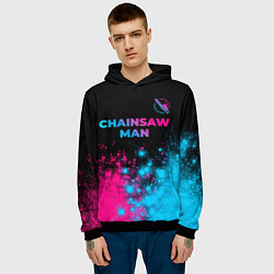 Толстовка-худи мужская Chainsaw Man - neon gradient: символ сверху, цвет: 3D-черный — фото 2