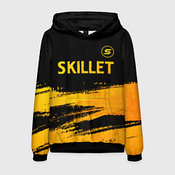 Толстовка-худи мужская Skillet - gold gradient: символ сверху, цвет: 3D-черный