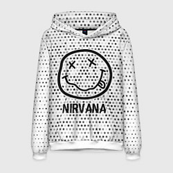 Толстовка-худи мужская Nirvana glitch на светлом фоне, цвет: 3D-белый