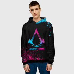 Толстовка-худи мужская Assassins Creed - neon gradient, цвет: 3D-черный — фото 2