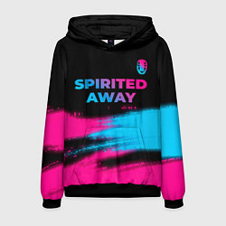 Толстовка-худи мужская Spirited Away - neon gradient: символ сверху, цвет: 3D-черный
