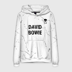 Толстовка-худи мужская David Bowie glitch на светлом фоне: символ сверху, цвет: 3D-белый