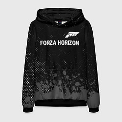 Толстовка-худи мужская Forza Horizon glitch на темном фоне: символ сверху, цвет: 3D-черный