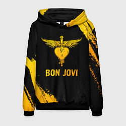 Толстовка-худи мужская Bon Jovi - gold gradient, цвет: 3D-черный