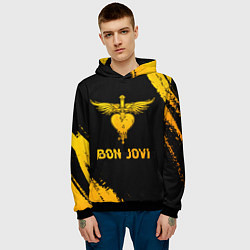 Толстовка-худи мужская Bon Jovi - gold gradient, цвет: 3D-черный — фото 2