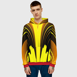 Толстовка-худи мужская Черно-желтые мотивы, цвет: 3D-красный — фото 2