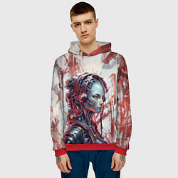Толстовка-худи мужская Стальная девушка-андроид, цвет: 3D-красный — фото 2
