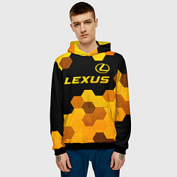 Толстовка-худи мужская Lexus - gold gradient: символ сверху, цвет: 3D-черный — фото 2