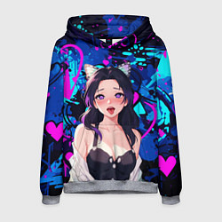 Толстовка-худи мужская Шинобу ахегао, цвет: 3D-меланж