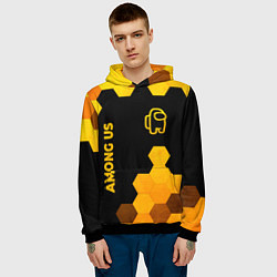Толстовка-худи мужская Among Us - gold gradient вертикально, цвет: 3D-черный — фото 2